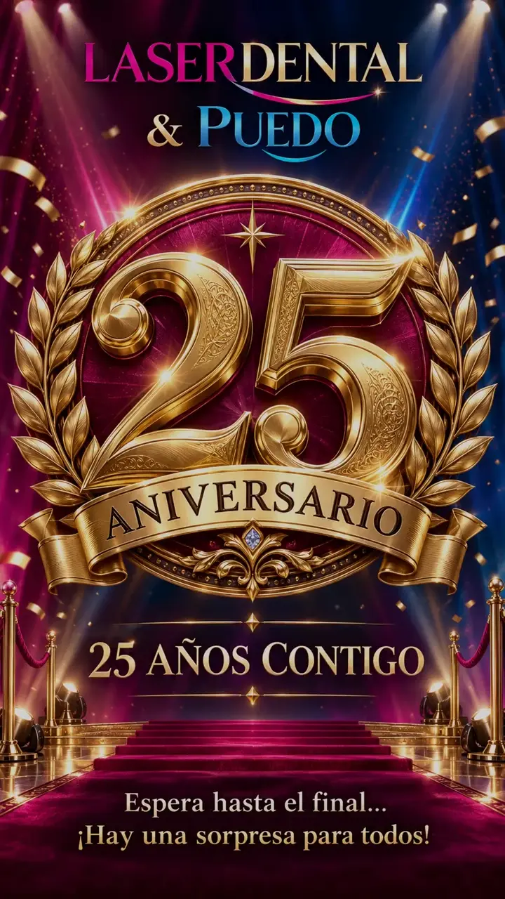 25 aniversario de LASERDENTAL y PUEDO, en la escalera. 25 años contigo.